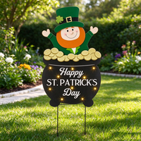 Piquets de jardin en métal 3D OEM ODM, motif lutin et gnome, pour décoration extérieure de fête de la Saint-Patrick