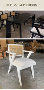 Silla <span class=keywords><strong>de</strong></span> Comedor <span class=keywords><strong>de</strong></span> Madera Maciza con Ratán y Cojín <span class=keywords><strong>de</strong></span> Bouclé <span class=keywords><strong>para</strong></span> Hogar, Cafeterías y Restaurantes Costeros en Australia y Filipinas - Product Image 5