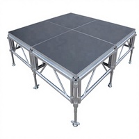 Structure de scène extérieure modulaire carrée en alliage d'aluminium durable, personnalisable, noire, installation rapide, connexion rapide