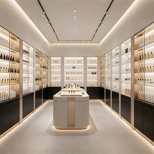 โซลูชั่นครบวงจรสำหรับการออกแบบตกแต่งภายในร้านเครื่องสำอางหรูหรา ร้านขายผลิตภัณฑ์ดูแลผิวทันสมัย ตู้โชว์สินค้าสำหรับร้านค้าปลีกเครื่องสำอาง - Product Image 1