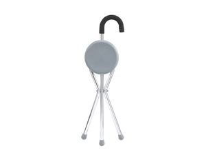 Trépied pliable en aluminium antirouille, tabouret canne gris, siège rond en plastique, poignée en mousse antidérapante - Product Image 2