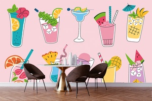 วอลล์เปเปอร์3D ผสมผลไม้สมูทตี้สดใหม่และรสนิยมส้มด้วยตนเองห้องนอนห้องนั่งเล่น - Product Image 6