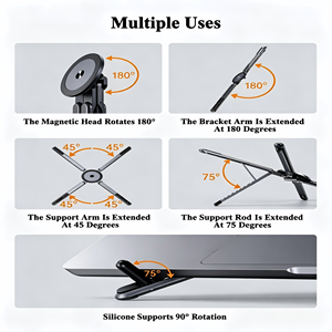 Custom Aerospace Grade Aluminum Alloy Magnetic Foldable <strong>Laptop</strong> Phone Tablet Stand, Portable Multi-function Lazy Arm <strong>Holder</strong> - Product Image 3
