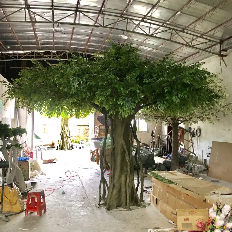 Indoor goedkope grote kunstmatige banyan boom nep plastic planten decoratieve ficus bomen