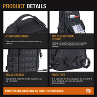 Sac à dos tactique MOLLE en nylon 500D résistant à l'usure pour le camping, la randonnée et la chasse