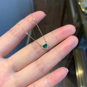 Collier pour femme en argent pur S925, pendentif goutte d'eau vert grand-mère, œil de chat transparent français, pierre bleu lune, cœur - Product Image 2