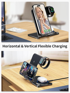 Premium7.5 W Cho <span class=keywords><strong>Qi</strong></span> Nhanh Chóng Sạc 4 Trong 1 Từ Điện Thoại Không Dây Sạc Dock Trạm Tai Nghe Cổng Đồng Hồ Đầu Vào EU Tiêu Chuẩn - Product Image 5