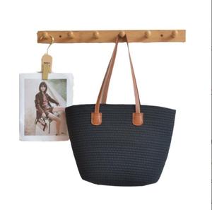 Bolso Tote Casual de Crochet, Forro de Algodón, Diseño de Puntos, Color Natural, Bolso de Hombro para Uso Diario, Gran Capacidad - Product Image 4