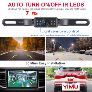 Mỹ Mỹ tấm giấy phép xe máy ảnh xe Sao lưu đảo ngược với 7pcs trắng ánh sáng đèn và tầm nhìn ban đêm không thấm nước - Product Image 2