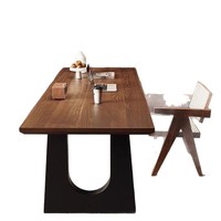 Table à manger en bois massif, style mi-siècle, plateau en pin, design rectangulaire multifonctionnel, meubles de maison, salon