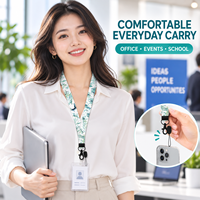 Lanière de téléphone en polyester personnalisée avec logo imprimé, sangle de cou détachable pour téléphone portable, porte-badge et porte-clés, vente en gros
