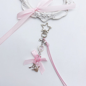 Mengda Y2K estilo milenario <span class=keywords><strong>dulce</strong></span> y fresco chica oso Ángel llavero Bowknot cuenta colgante estrella botón Goben cadena de moda - Product Image 5