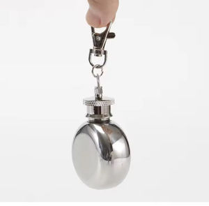 Promotion de logo personnalisé mignon en forme de whisky en acier inoxydable 1oz mini fiole à vin écologique porte-clés flasque de hanche - Product Image 2