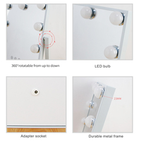 Miroir de maquillage Hollywood à 9 ampoules LED Miroir de table éclairé à intensité variable avec interrupteur tactile pour le maquillage