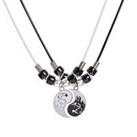 Go Party Populaire Ami Couple 2 Pcs/set Yin Yang Taichi Pendentif Collier Fait Main Tissé Alliage Goutte D'huile Dragon Bracelet Collier