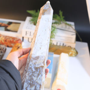 선물용 천연 크리스탈 공예품 장식, 대형 에너지 포인트 기둥 석영 크리스탈 포인트 오벨리스크 타워 - Product Image 4