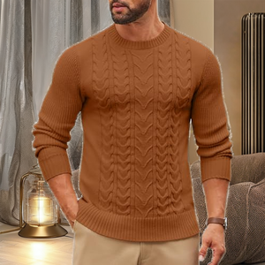 Pull en maille de luxe anti-rides et anti-rétrécissement pour homme, coupe ajustée, design confortable et tendance pour l'automne-hiver. OEM - Product Image 2