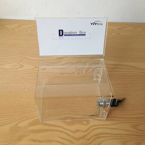 Tùy chỉnh khóa rõ ràng Acrylic gây quỹ tặng đồng xu hộp container với cam khóa - Product Image 6