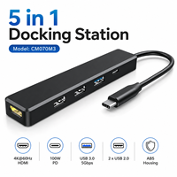 Station d'accueil USB-C 5 en 1, hub multiport 4K 60Hz HDMI 100W PD Type C, adaptateur USB 3.0 pour MacBook, accessoires pour ordinateur portable