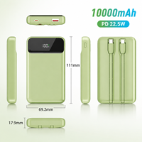 Power Bank Digital Portabel PD 22.5W untuk Ponsel 10000 MAh Dilengkapi 2 Kabel Pengisi Daya Logo Dapat Disesuaikan Warna Kustom OEM ODM