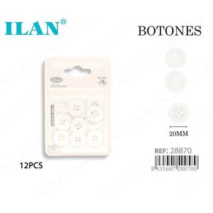 Botones Blancos Ilan de 20 mm, 12 Piezas para Coser - Product Image 3