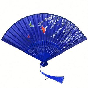 Abanicos Plegables Florales de 21 cm al por Mayor, Abanicos de Mano de Seda y Bambú con Decoración Pintada para Promociones - Product Image 1