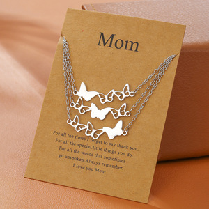 Collar de mariposa de acero inoxidable para mamá, diseño hueco elegante, regalo, joyería, accesorio de moda para mujer - Product Image 1