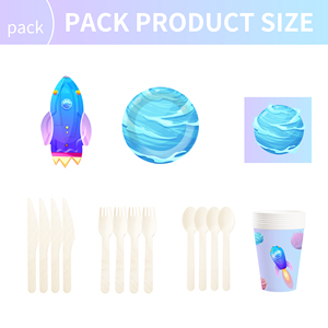 Fournitures pour fête d'anniversaire sur le thème de l'espace DAMAI, assiettes en papier, gobelets, serviettes, décorations de fête galactiques jetables pour 8 invités - Product Image 6