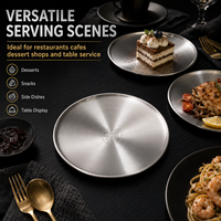 Ronde serveerschaal van roestvrij staal, restaurant, hotel, catering, servies, metalen dinerbord, groothandel, OEM, ODM, op maat gemaakt