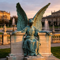 Ornement commémoratif personnalisable, sculpture d'ange en bronze de style européen vintage pour jardin et parc