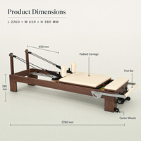 Machine de Pilates Reformer en bois de noyer noir pour studio commercial, avec barre de repose-pieds réglable couleur personnalisée, pour usage en salle de sport et à domicile