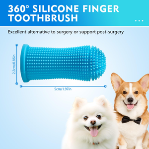 Kit de brosses à dents pour animaux de compagnie en silicone à 360 degrés, brosse à dents pour chiot, brosse à dents pour chien, brosse à dents à doigt avec poils doux pour le nettoyage des dents - Product Image 2