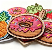 Patchs brodés 3D personnalisés OEM, motifs fruits et desserts de dessin animé, thermocollants ou à coudre pour vêtements, sacs, chapeaux, décoration DIY