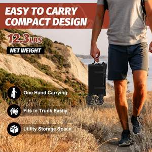 Wagon pliable avec roues, chariots pliables, chariot utilitaire pliable robuste pour l'épicerie, le camping, le shopping - Product Image 3