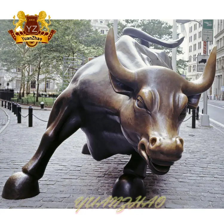 Outdoor handmade large metal bull sculpture art bronze wall street bull sculpture