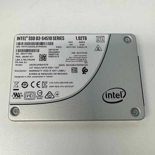 Intel D3-S4510 1.92TB 2.5 Inch SATA Internal New Enterprise SSD 7200 RPM 701-800MB/s Read/Write Speed SSDSC2KB019T8
