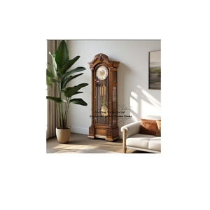 Horloge de grand-père élégante en bois massif, cerisier européen Schwarzwald, bords en chêne, mécanisme allemand Hermle - Product Image 4