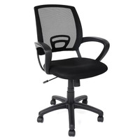 Chaise de bureau exécutive moderne 2026 Hanlin 9050Z à dossier mi-haut, base en acier inoxydable, accoudoirs en PP, tissu en maille