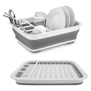 Scolapiatti pieghevole con scolapiatti Set di stendini pieghevoli organizzatore di stoviglie portatile vassoio da cucina salvaspazio