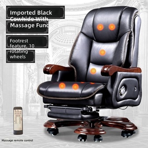 Luxury <b>High</b> <b>Back</b> <b>Office</b> <b>Chair</b> Rotatable Real Leather Height Adjustable Gas Lifting Reclining Executive Big Boss Massage <b>Chair</b> - Product Image 3