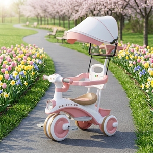 <span class=keywords><strong>Tricycle</strong></span> à pédales pour enfants, poussette bébé, trotteur garçon fille, poussette d'apprentissage anti-basculement, poussette enfant - Product Image 4