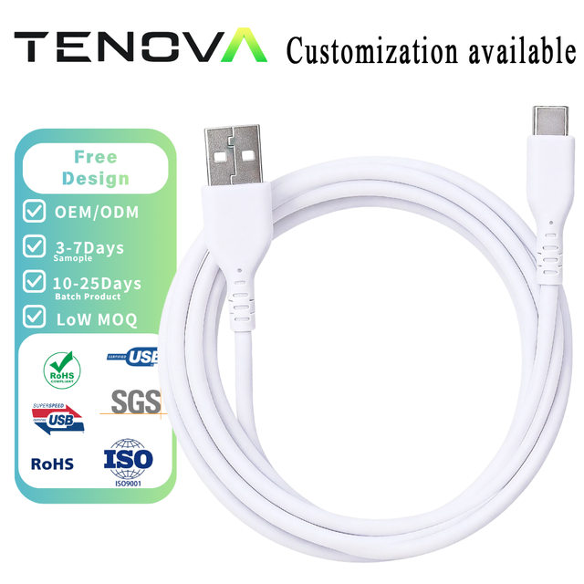 Tenova Wholesale 60W PD Liquid Silicone USB a to C Cable Pure Copper Core Soft Data Sync Line for Android Phone Tablet Laptop