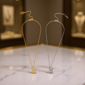 Collana con Ciondolo a Forma di Lettera R con Diamante Angelina, Catena a Serpente in Acciaio Inossidabile da 6 Pollici, Design Minimalista Unisex per Uso Quotidiano - Product Image 2