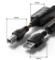Câble d'extension USB 2.0 actif SYONG, noir, type A mâle vers B mâle, répéteur actif, cordon de transfert de données, pour imprimante, caméra, webcam