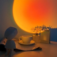 Lampe Coucher de Soleil Robot, Veilleuse USB à Commande Tactile, Lumière d'Ambiance pour Chambre, Projection du Lever du Soleil