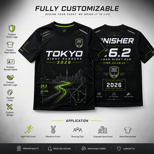 Camiseta Reflectante Personalizada Inspirada en Tokio para Correr de Noche, Uniforme de Equipo de Maratón Urbano de Alta Visibilidad - Product Image 6