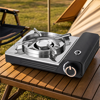Réchaud à gaz butane manuel simple en alliage d'aluminium, coupe-vent, pour 3 à 5 personnes, idéal pour le camping et les barbecues en extérieur, portable