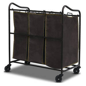 Carrito clasificador de ropa sucia de alta resistencia con 3 bolsas, plateado _ Hogar y cocina - Product Image 2