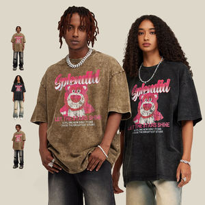 Wholesale Acid Washed 100% Cotton 230grams Heavyweight Blank T-shirts Custom High Quality Mens TShirt - Product Image 1