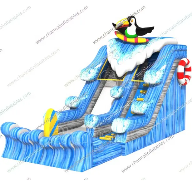 Oiseau de mer surf thème toboggan gonflable maison de rebond commercial deux côtés château sautant